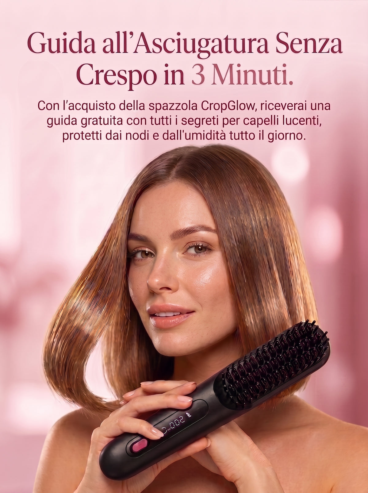 CropGlow™ Spazzola Lisciante Compact Pro — La Specialista per Capelli Corti & Frangia